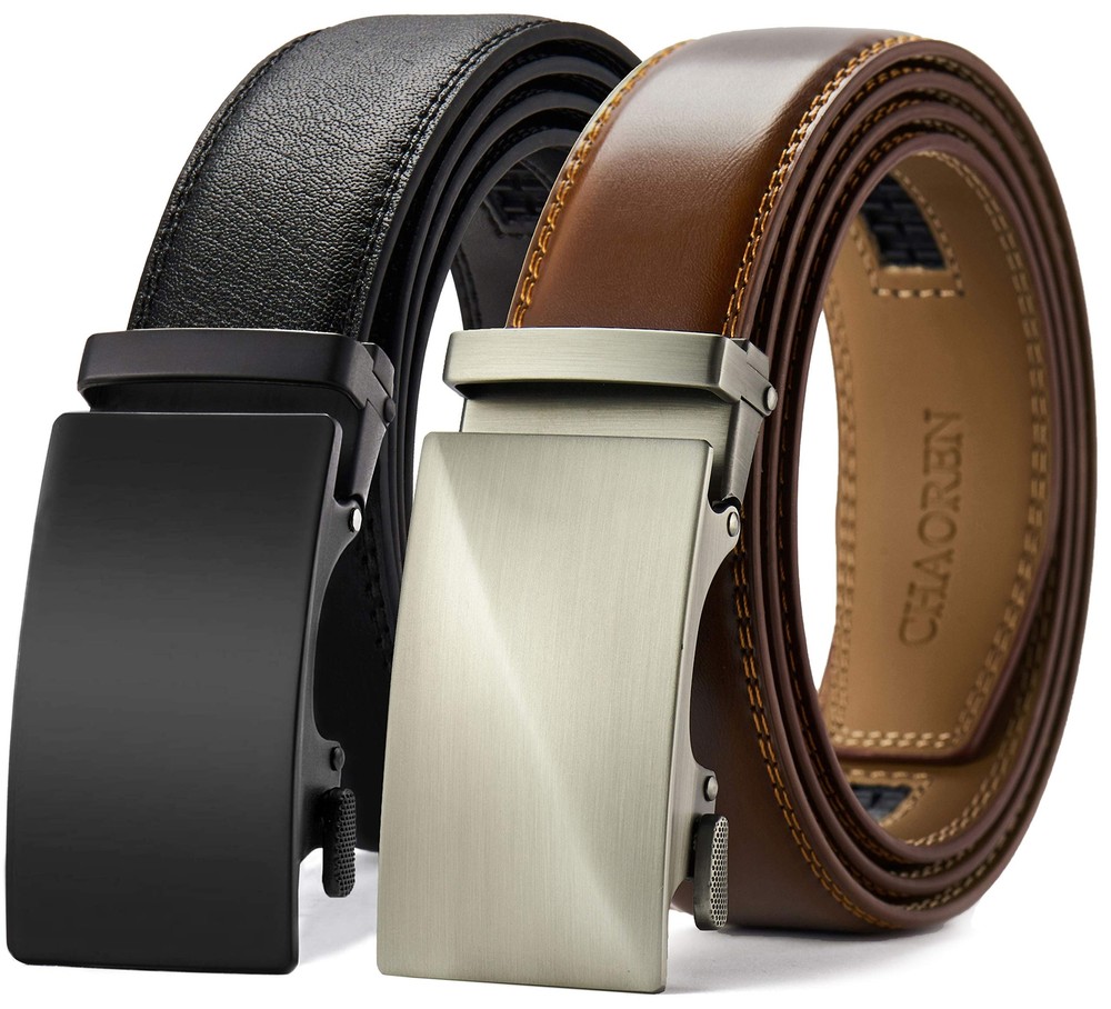 Leather Ratchet Belt Men 2 Pack - Customizable Fit, Effortless Style (35mm)