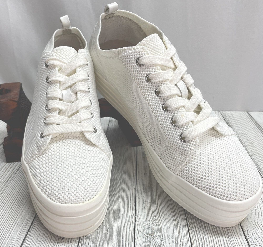 Gianni Bini White Platform Tennis Shoes Chunky Size 9M Women's Pre-owned