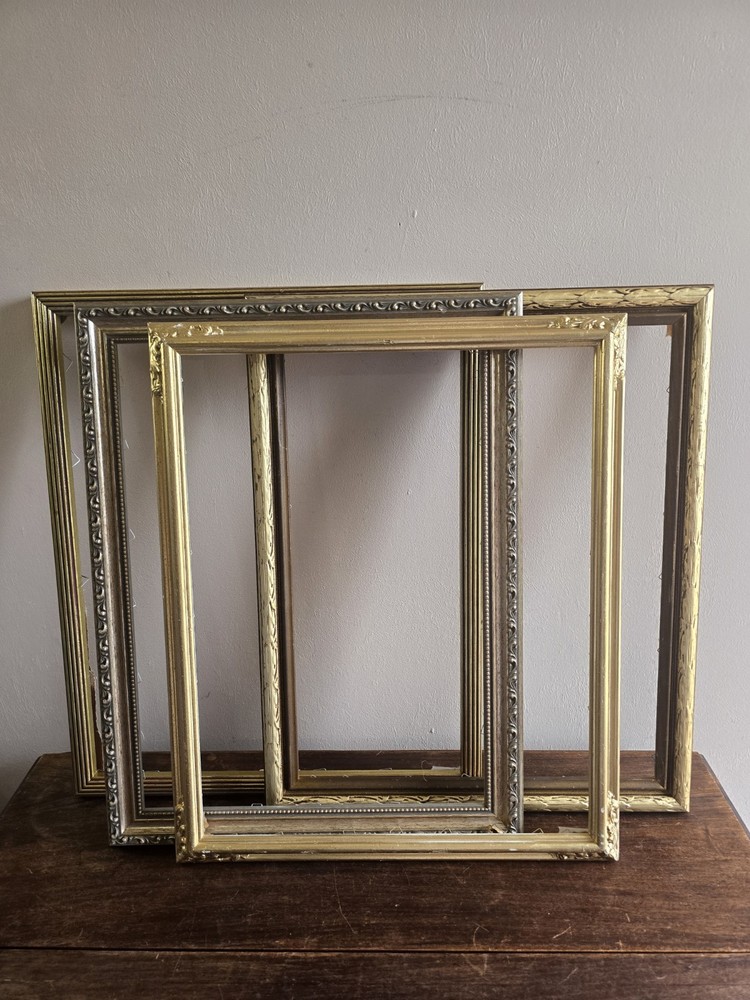 Set Of 4 Ornate Gold Wood Wall Hanging Picture Frames Art Gallery Decor