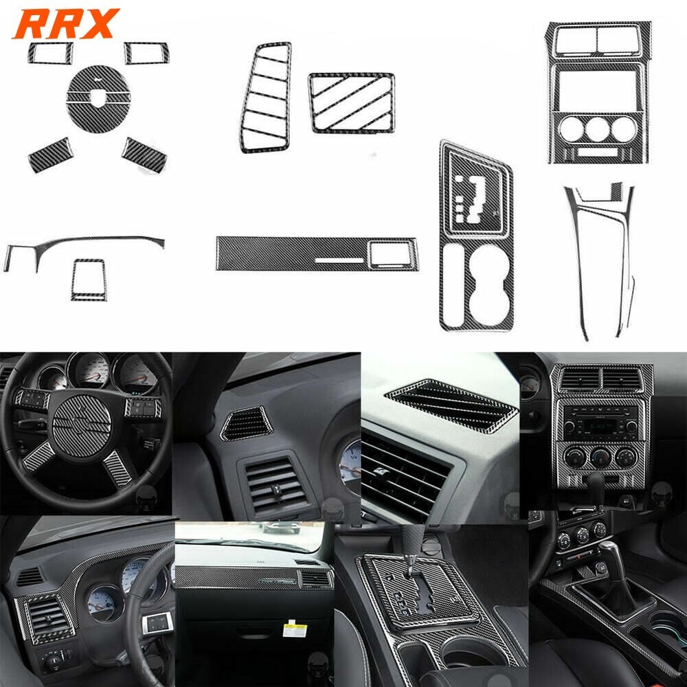 30Pcs Real Carbon Fiber Interior Full Set Cover Trim For Dodge Challenger 08-14