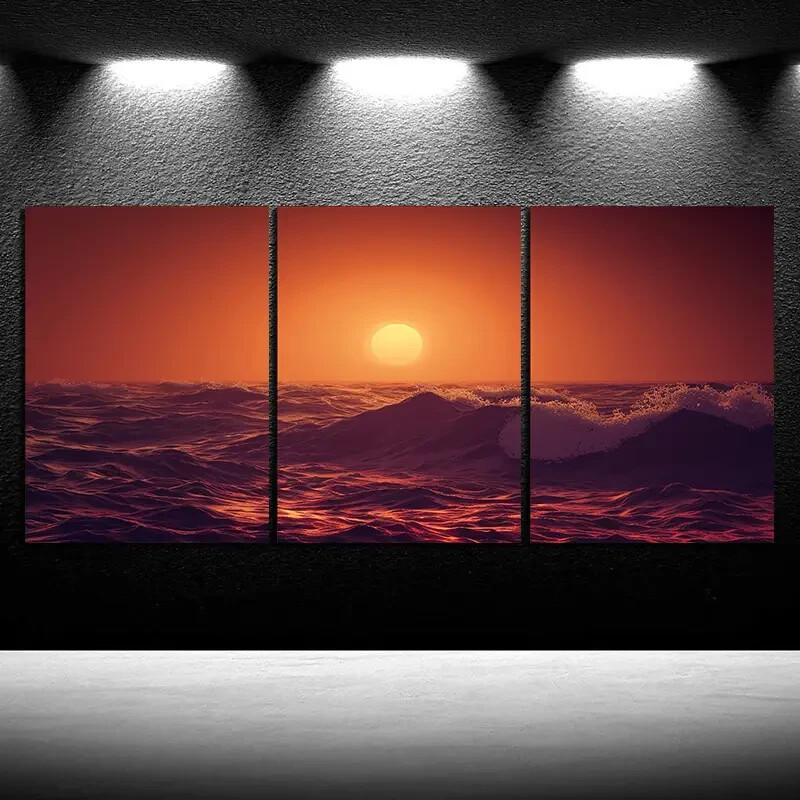 3pcs Ocean-Inspired Framed Wall Art Canvas Unframed