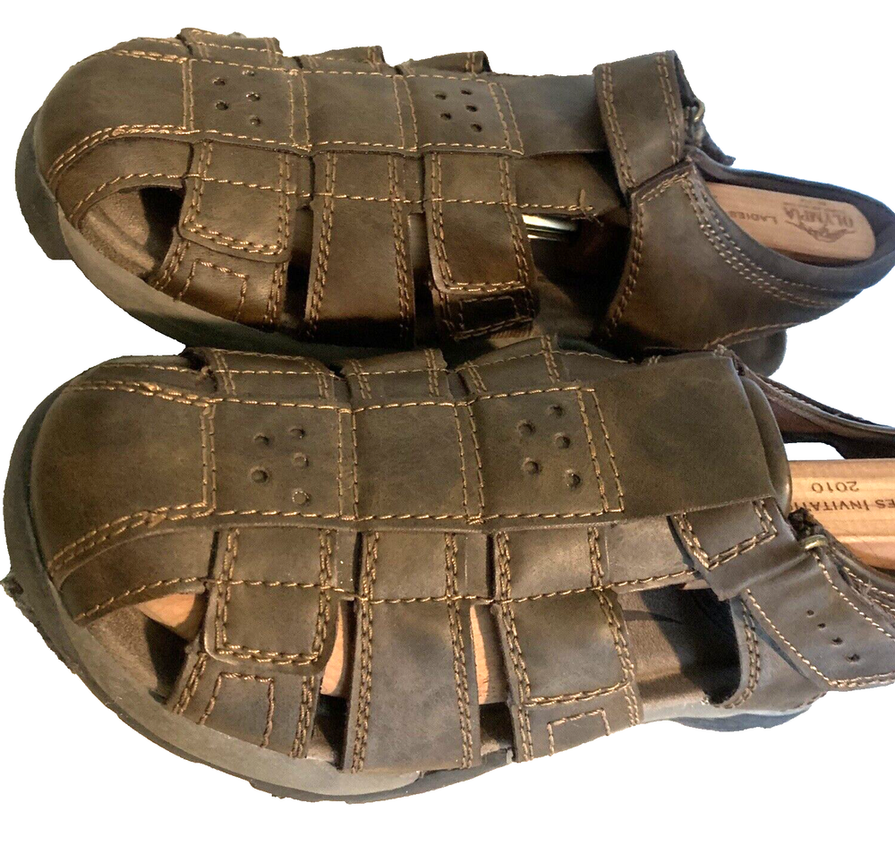 Earth Spirit Fisherman Sandals Brown Leather Comfort Gelron 2000 Mens Size 8