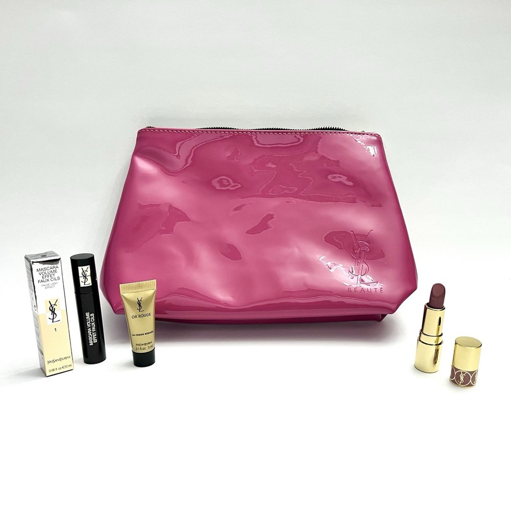 YSL Fuchsia Makeup Bag with Free Samples Gift 10.5 Inch