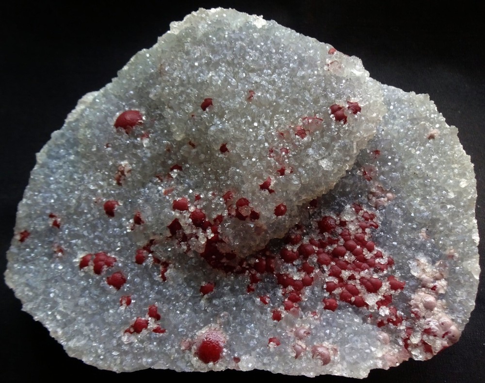 Stunning red fluorite balls on quartz base mineral specimen 22.3g