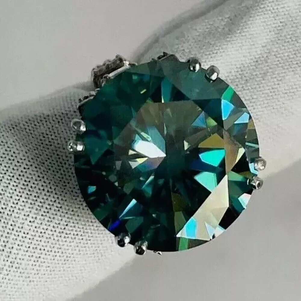 8.50 Ct Round Cut Blue Treated Diamond Solitaire Ring in 925 Silver WOW