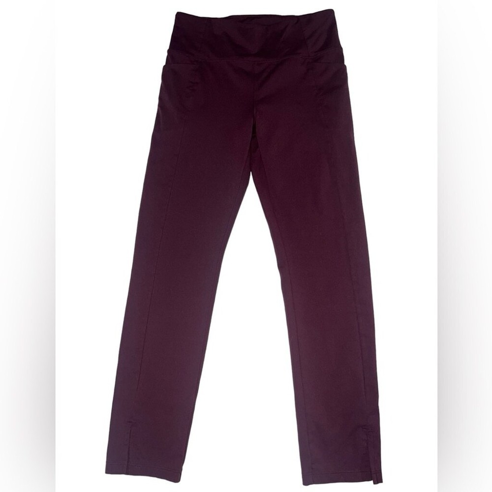 Athleta Women's Ankle Slits Pants Leggings Burgundy Size M