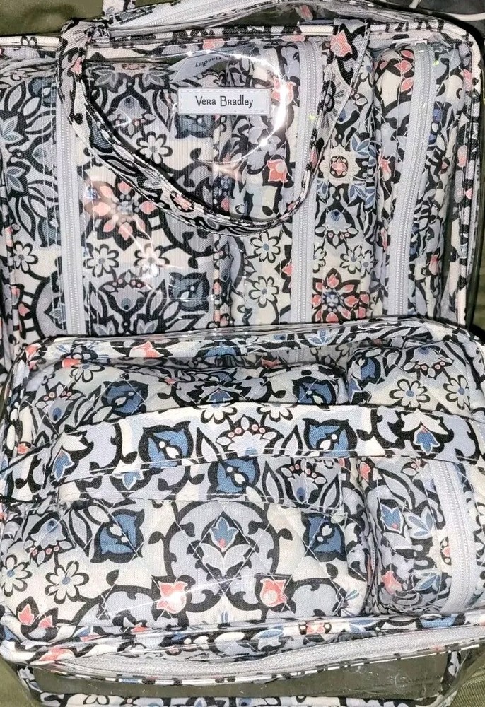 VERA BRADLEY 7 Pc Cosmetic Organizer LISBON MEDALLION Set Travel Case NWT H1