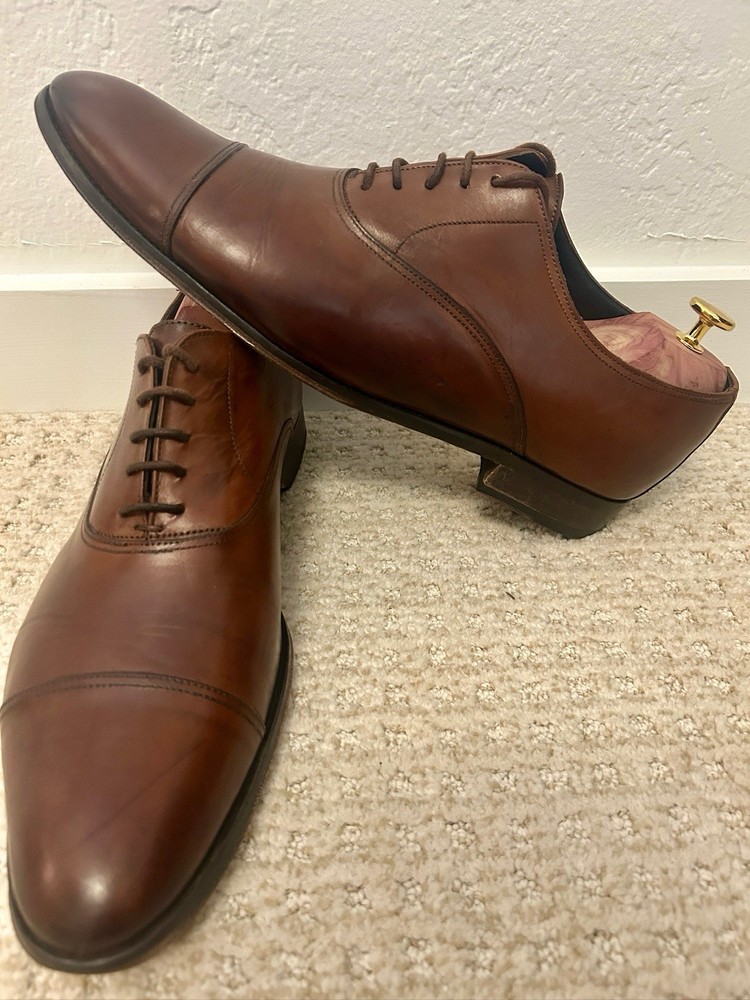 To Boot New York Adam Derrick Brown Leather Oxford Dress Shoes Cap Toe Lace Up