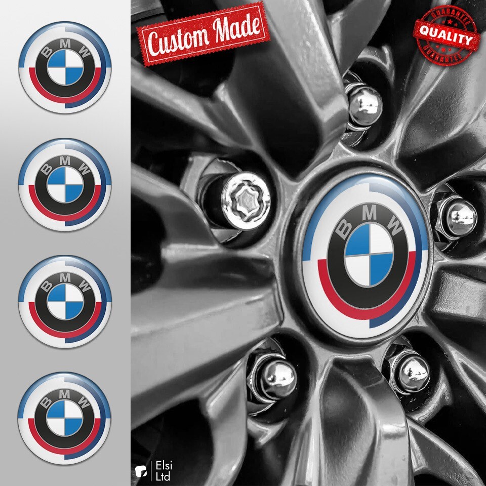 BMW Decals | 4pcs Set Wheel Cap Stickers | Custom Made Rim Emblems