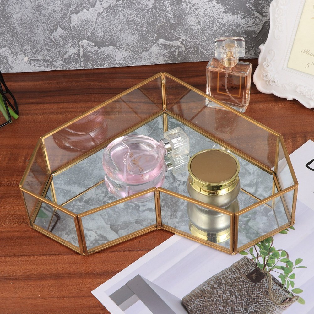 Display Dish Glass Tray Bathroom Organizers Countertop Stand Corner Shelf