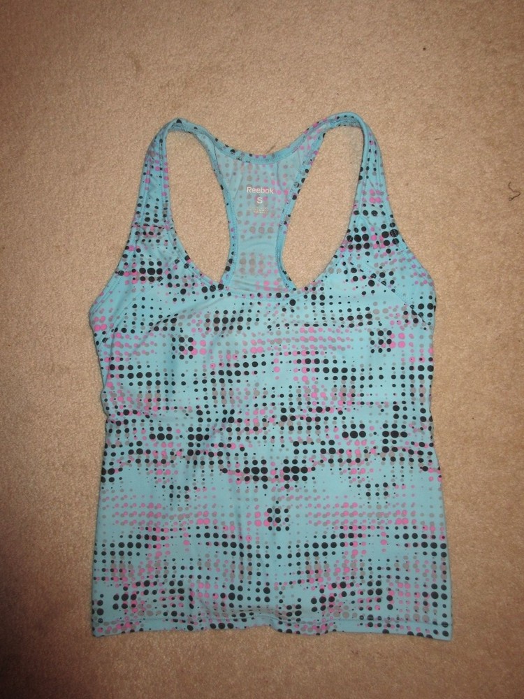 SLEEVELESS SHIRT/TANK - Reebok - Athletic - Workout -Stretchy -Turquoise - Small