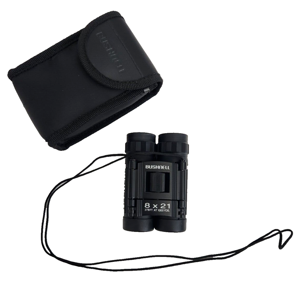 Bushnell Mini Binoculars 8x21 Black Belt Case Compact Pocket  Birds Game Concert