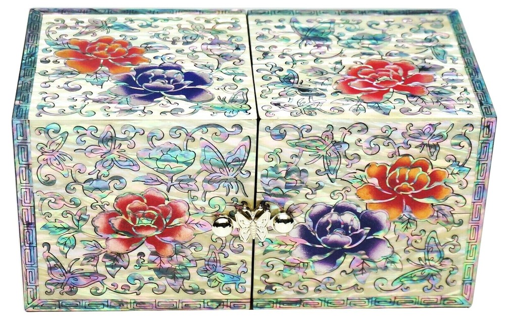 Mother of Pearl 4 Drawers Jewelry Box Necklace Bracelet Earrings Ring Box Case