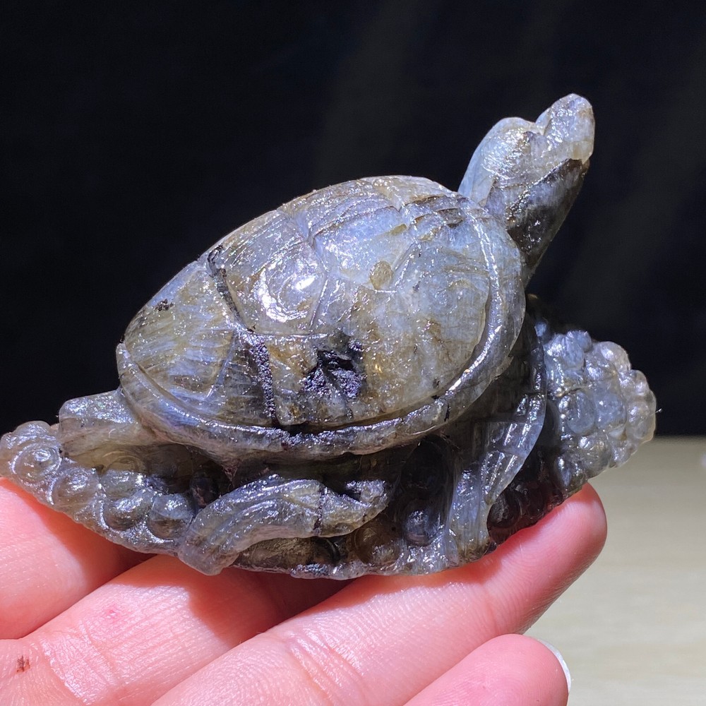 160G natural labradorite crystal hand-carved tortoise for healing and positive energy