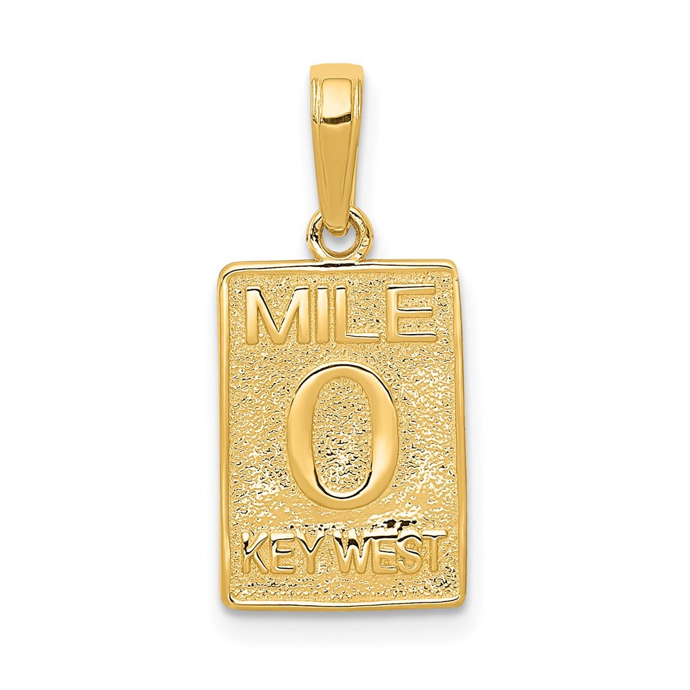 14k Yellow Gold Mile 0 KEY WEST Mile Marker Pendant 1.38gm L-20mm, W-10mm