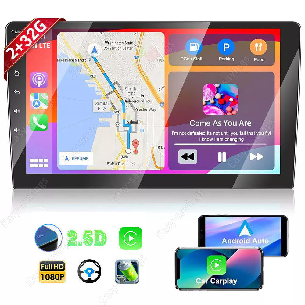 10-Inch 2 Din Android Car Stereo with GPS Wifi Touchscreen MP5 Player 2+32GB