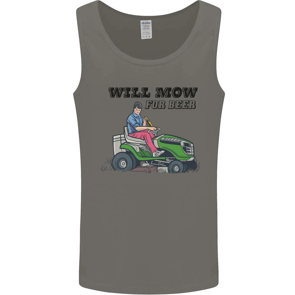 Will Mo the Lawn For Beer Funny Alcohol Mens Vest Tank Top