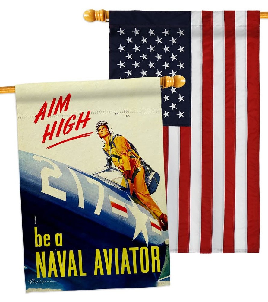USBrotherhood Aim High House Flag Pack Armed Forces Navy USN Seabee United St...
