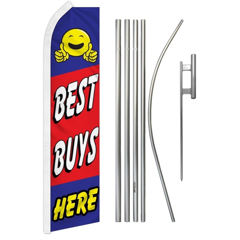 Best Buys Here Super Swooper Flag & Flag Pole Kit & Ground Spike