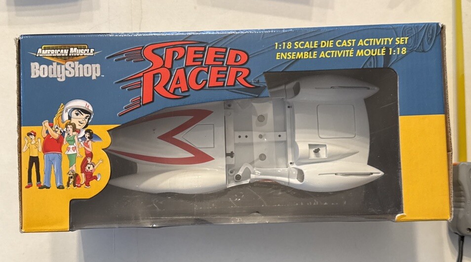 RARE AMERICAN MUSCLE SPEED RACER MACH 5 ACTIVITY SET BODY SHOP 1/18 DIECAST SR