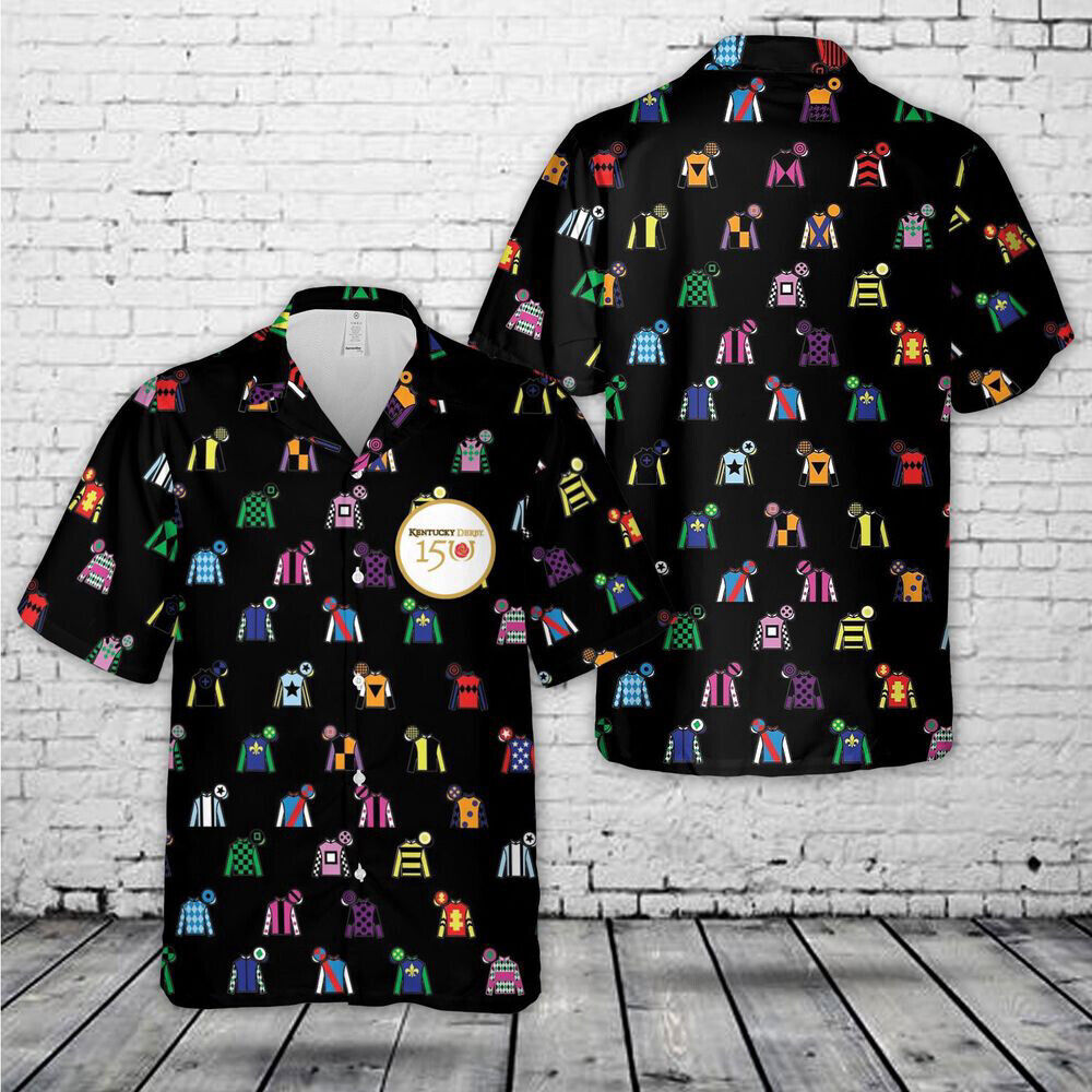 Kentucky Derby 150 Jockey Silks Themed Hawaiian Aloha Shirt