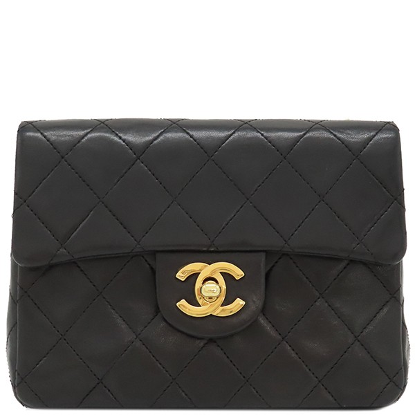 Chanel Mini Matelasse Chain Shoulder Bag Black Coco Mark A01115 878728