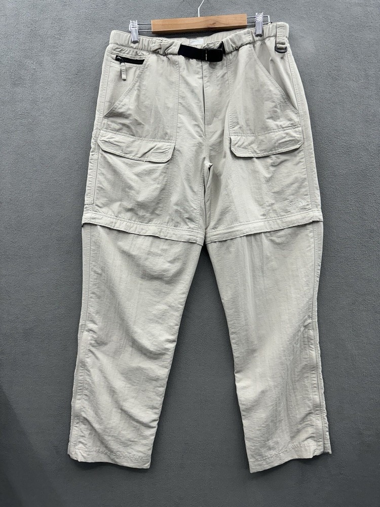 The North Face Mens Large Beige Convertible Hiking Pants with Belt