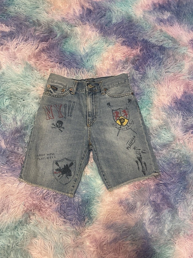 Polo Ralph Lauren Boys Graffiti Slim Fit Denim Shorts M 10-12