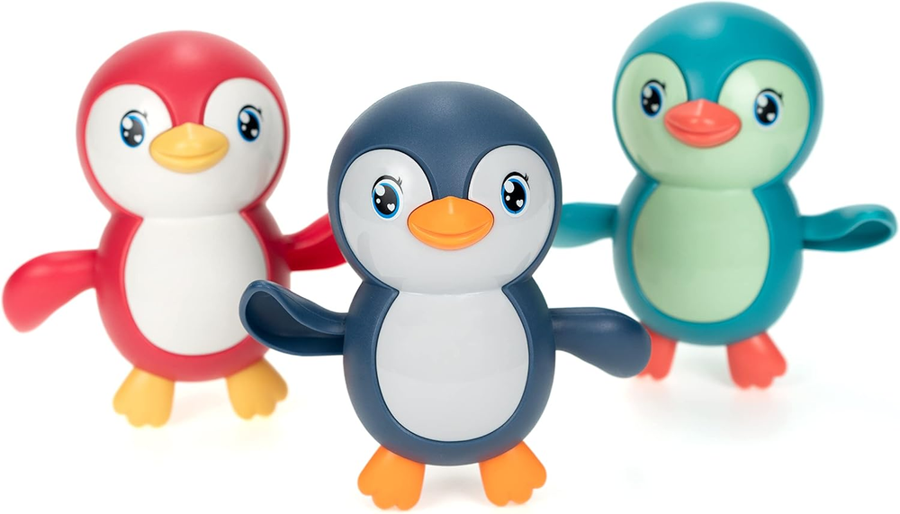Wind-Up Swimming Penguin Bath Toys for Babies 18M+ (3 Pack)