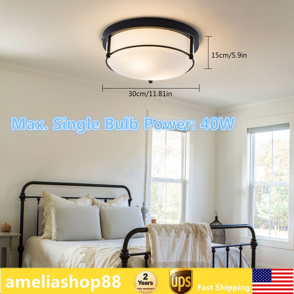 Flush Mount LED Ceiling Light with Glass Shade for Hallway Kitchen Home