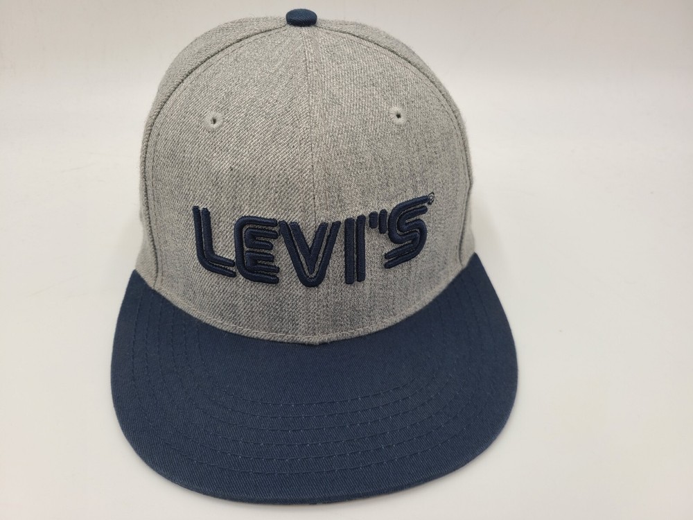 Levis Batwing Snapback Hat Cap Wool Blend Baseball Jeans Dad Men Women Gray Blue