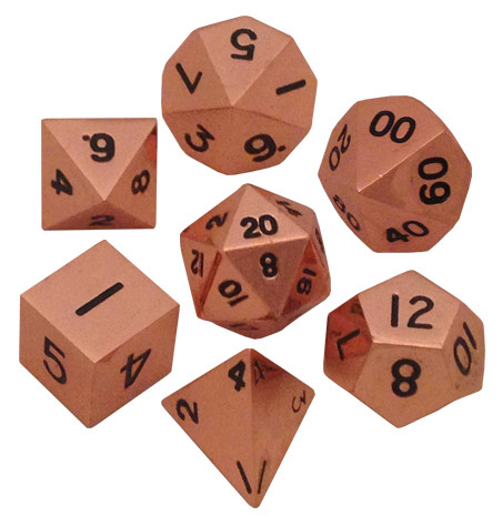 Metal 7 Die Polyhedral Set 16mm - Copper Metallic Dice Games GAMING SUPPLY NEW