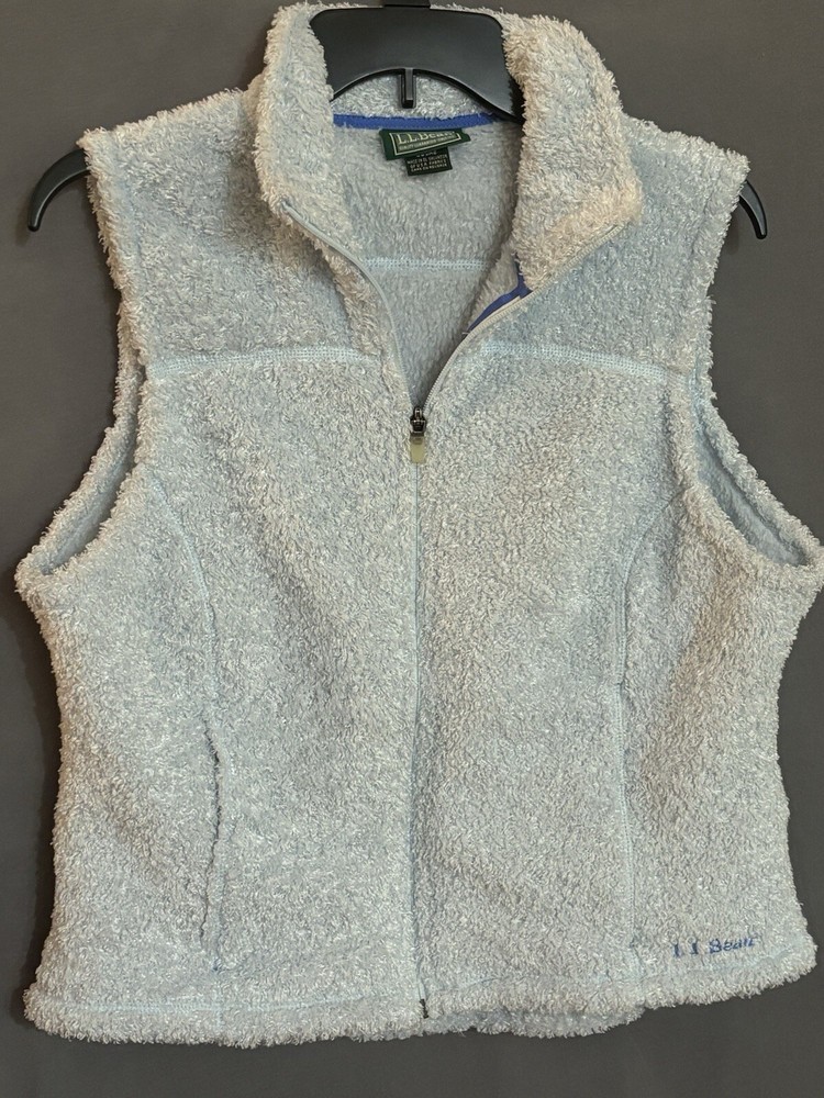 LL Bean Polartec Sherpa Fleece Vest Women's Medium Full Zip Soft Blue