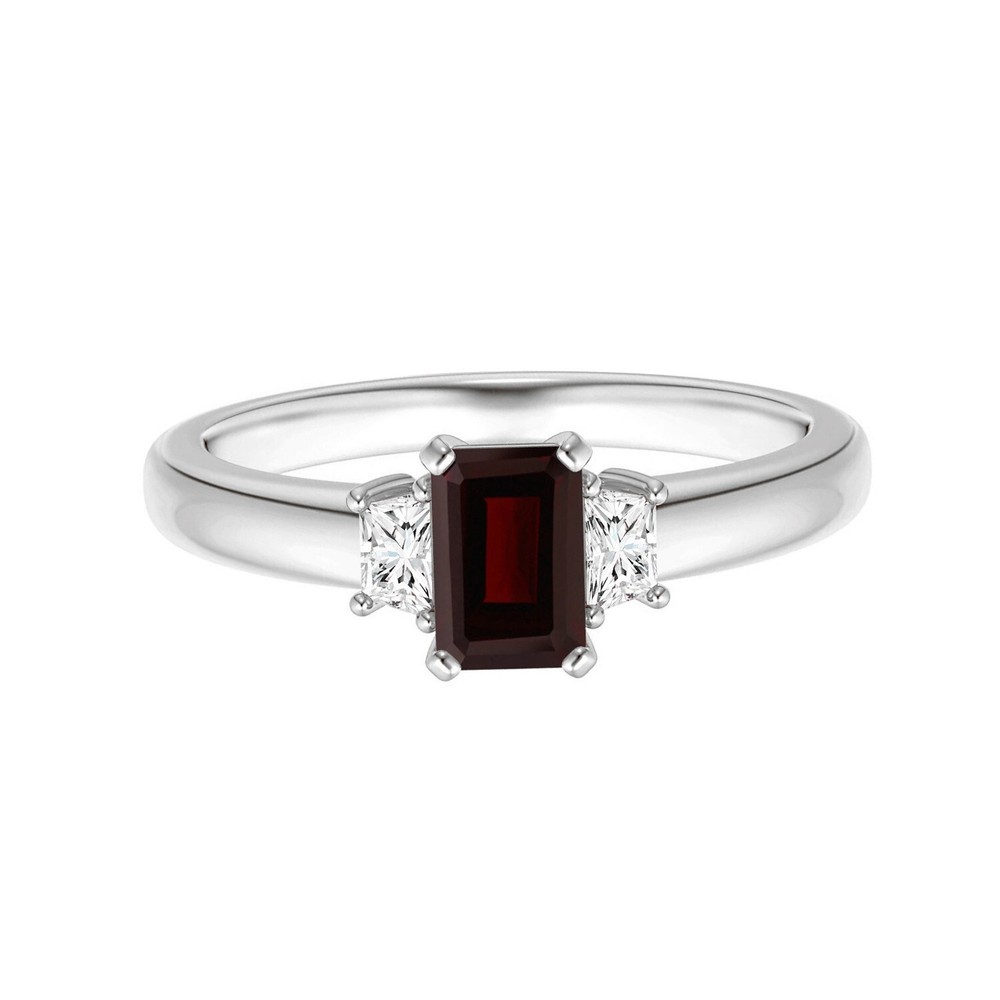 7x5MM Three Stone Radiant Cut Garnet Ring in 925 Sterling Silver Christmas Sale-image