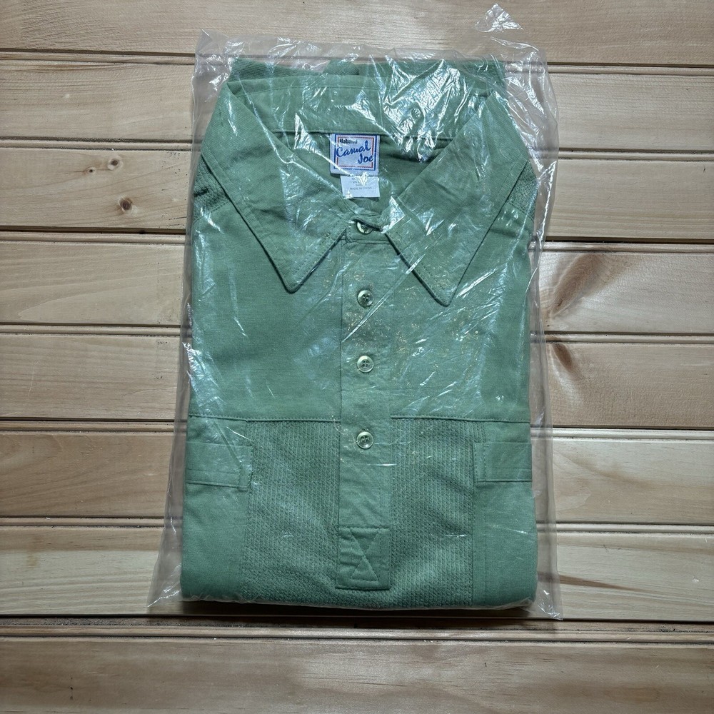 Vintage Haband Green Polo Shirt Button Up Mens XL Brand New Sealed