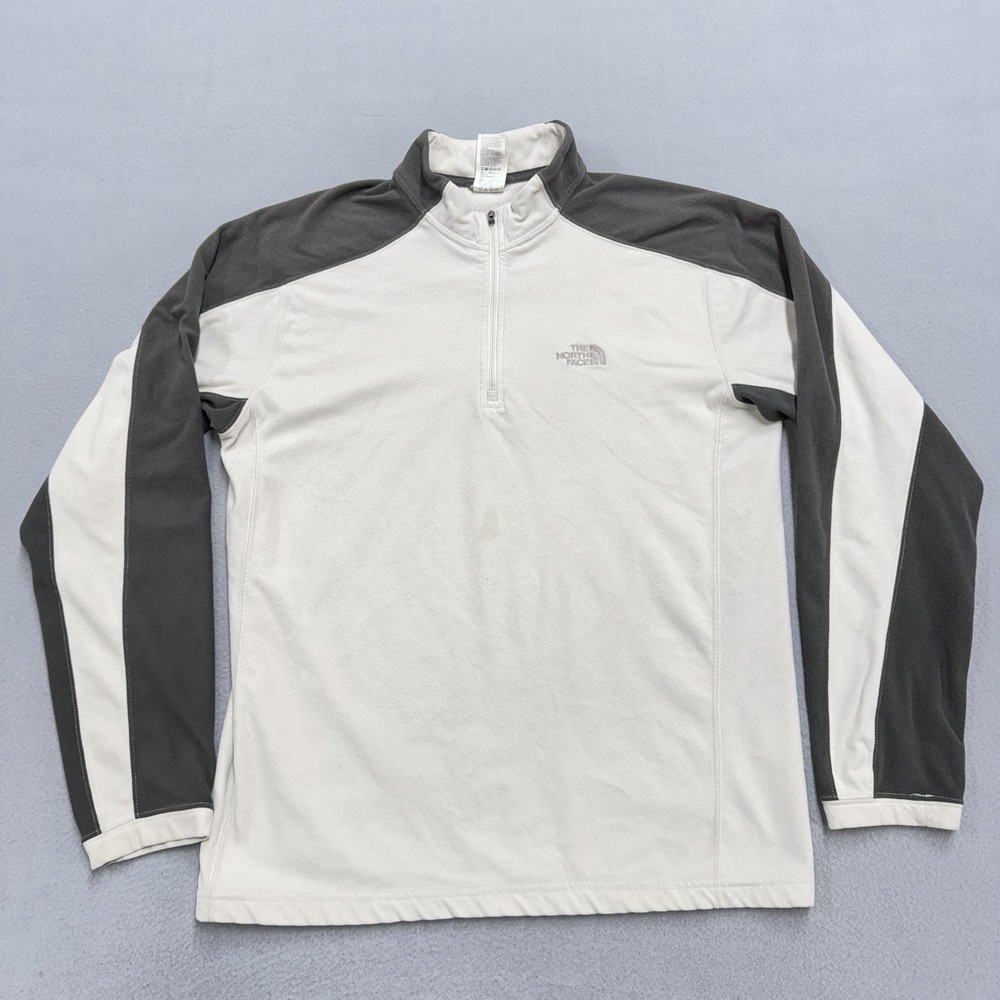 The North Face Pullover Mens Medium White Gray TKA 100 Fleece Quarter Zip