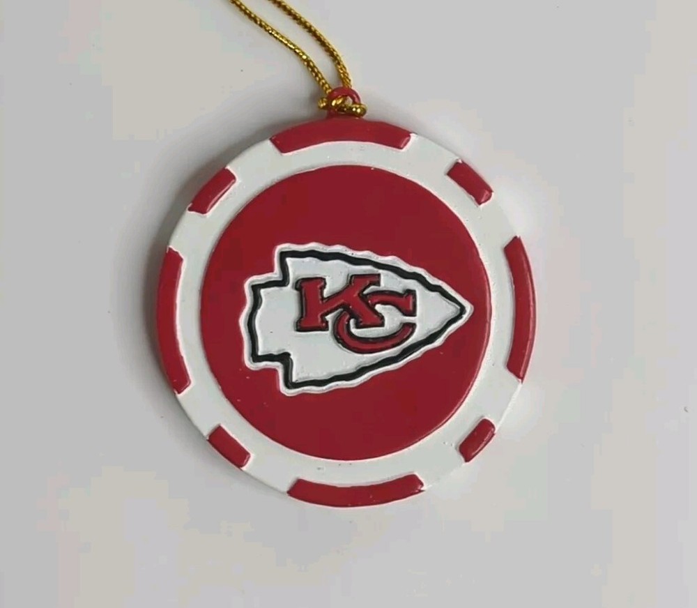 Kansas City Chiefs Football NFL Resin Game Chip Christmas Tree Ornament