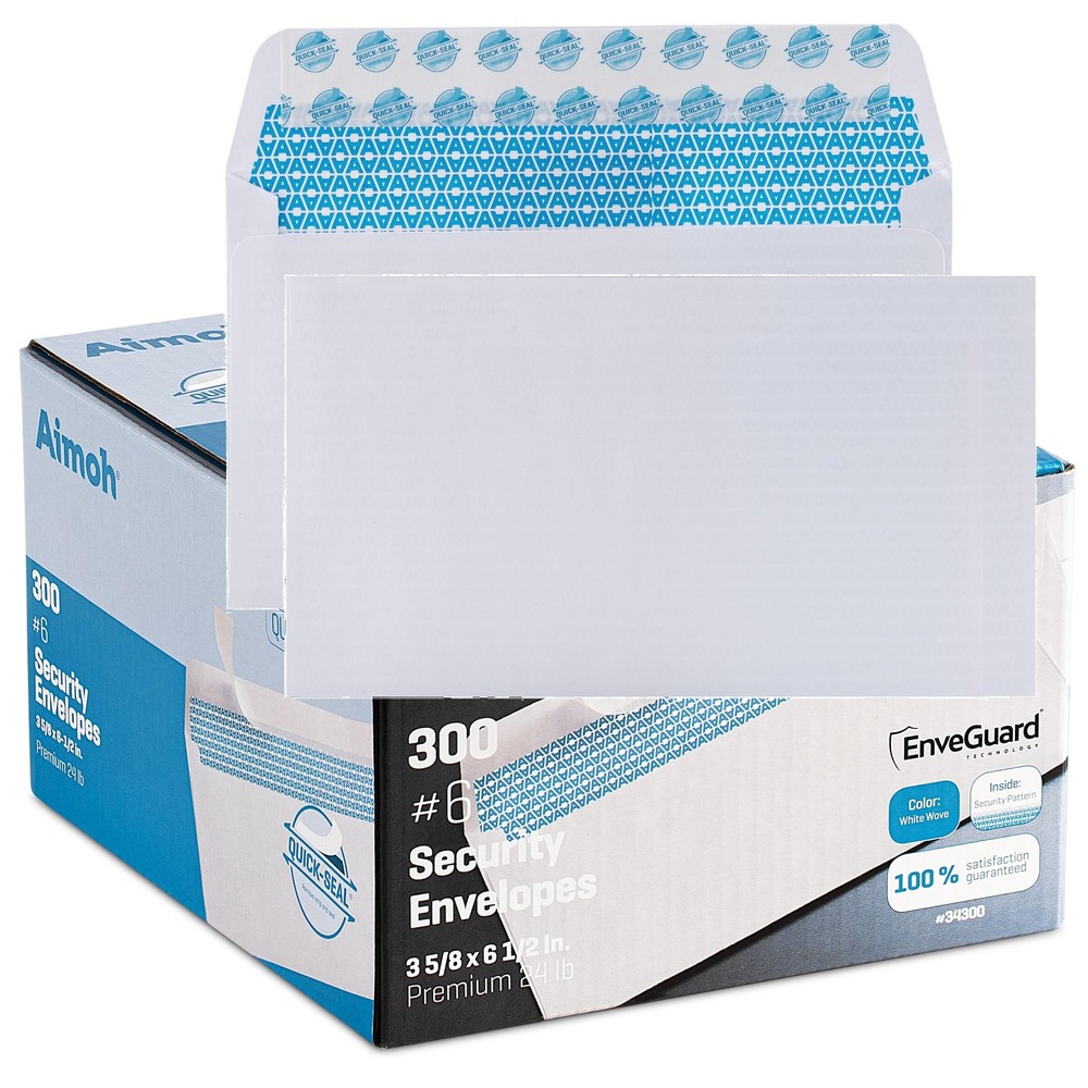300#6 3/4 Security Tinted Self-Seal Envelopes - No Window, EnveGuard, Size 3-...