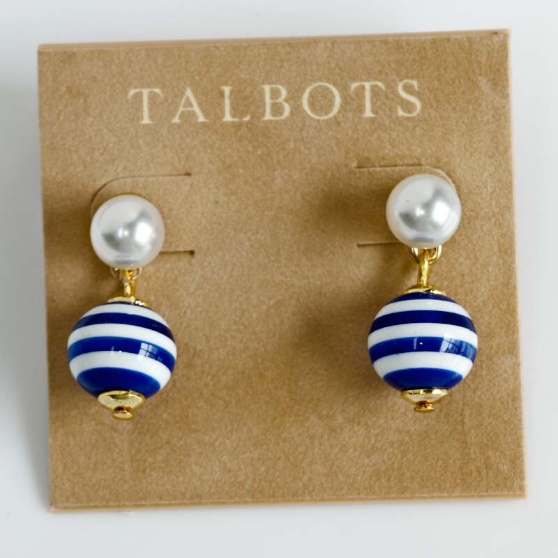 Talbots Minimalist Stripe Bead Drop Earrings for Women Travel Jewelry