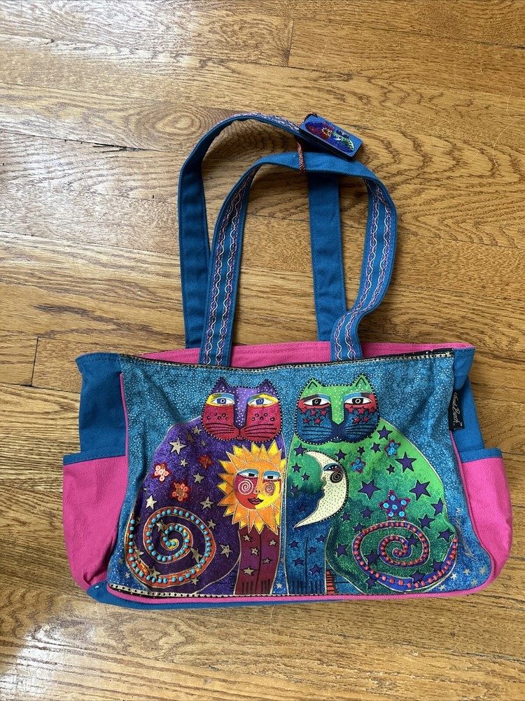 Laurel Burch Double Handle Shoulder Cat Tote Bag