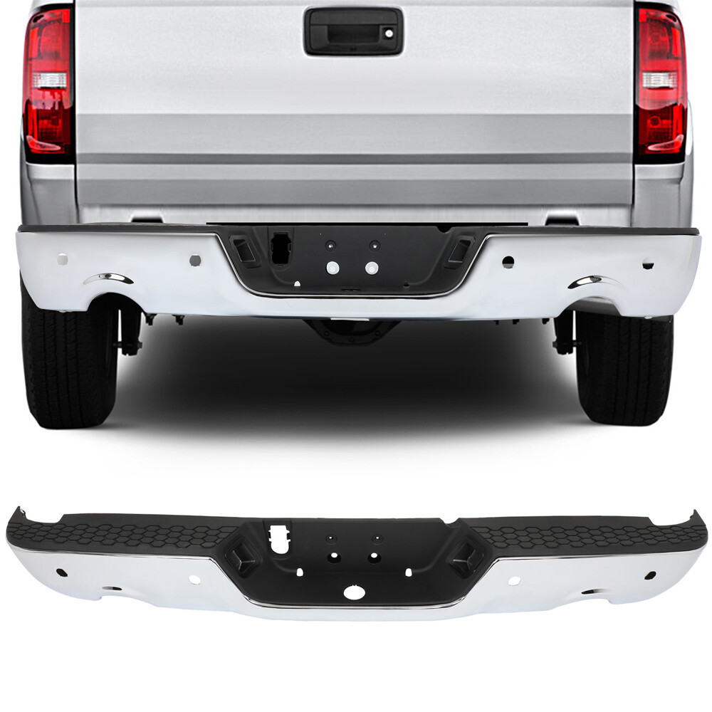 PICKOOR Rear Step Bumper w/Dual Exhaust&Sensor Holes FOR 2009-18 Dodge Ram 1500