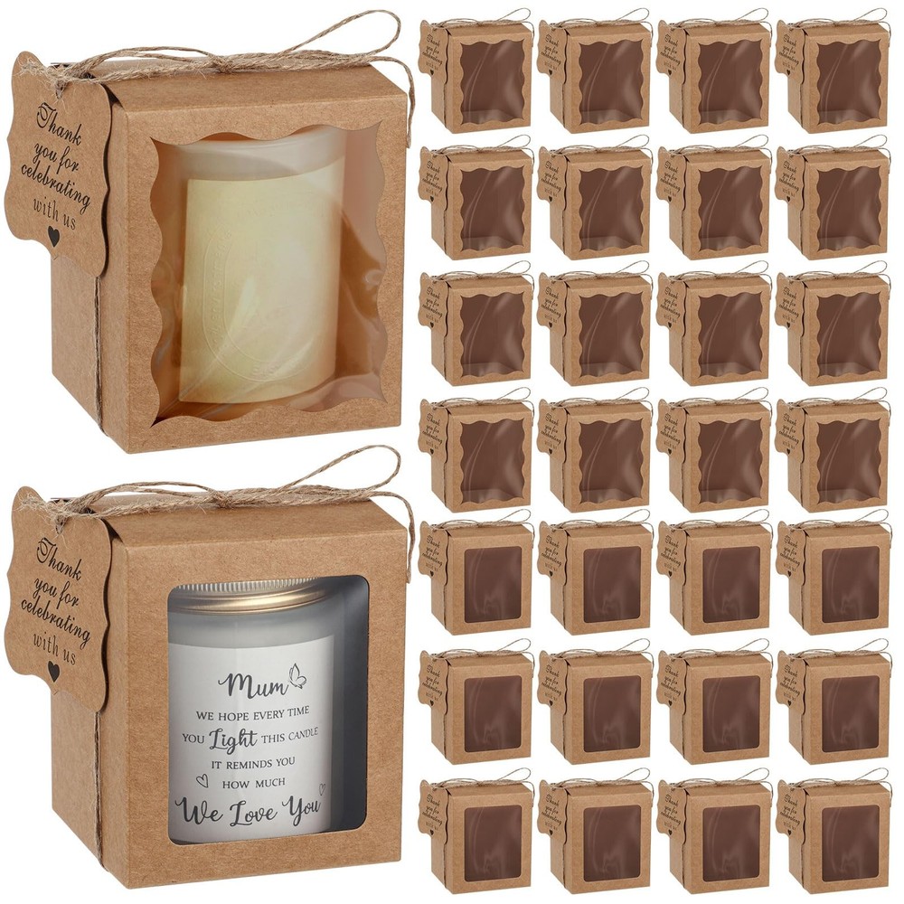 50-Piece Clear Candle Gift Box Set for 4-10 oz Candles Bulk Packaging