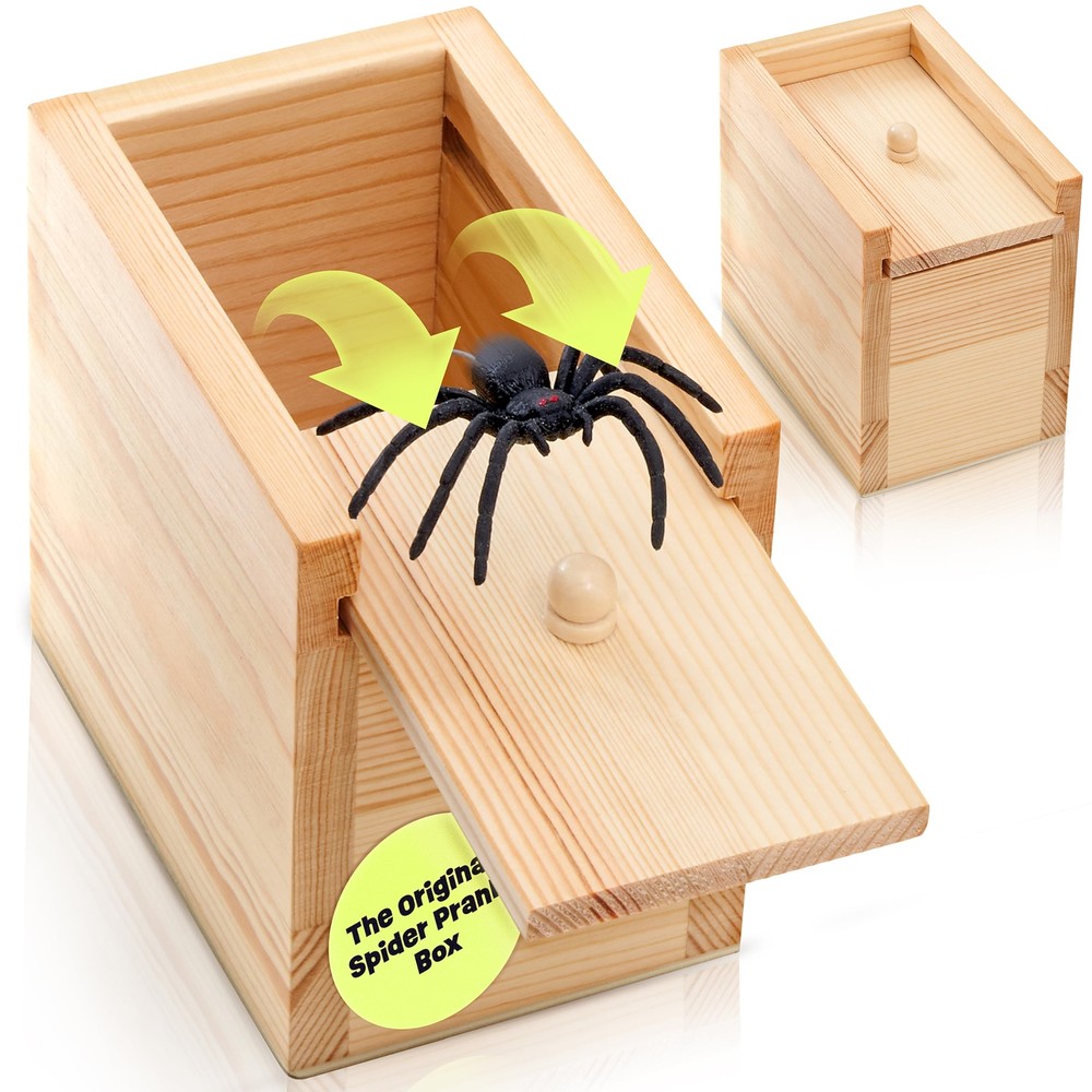 The Original Spider Prank Box- Funny Wooden Box Toy Spider Prank, Hilarious C...