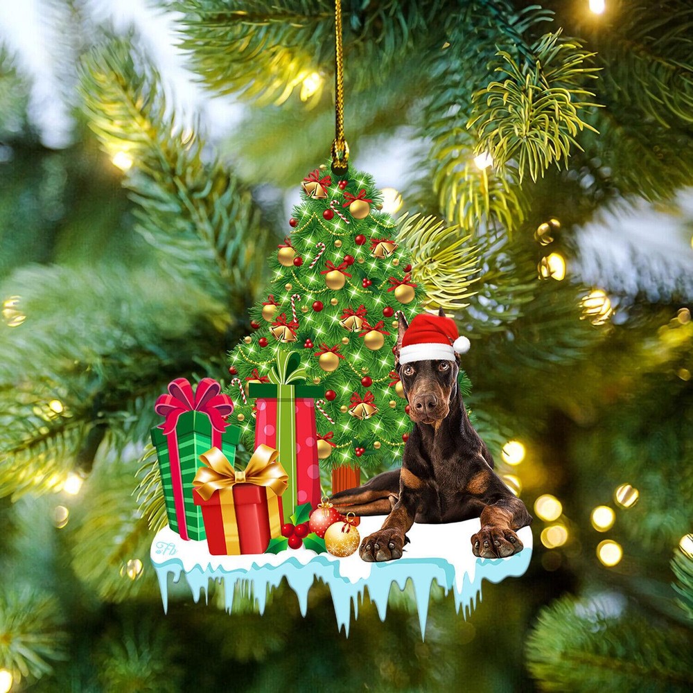 Doberman Christmas Ornament Dog Xmas Tree Ball Gift Box Ornament