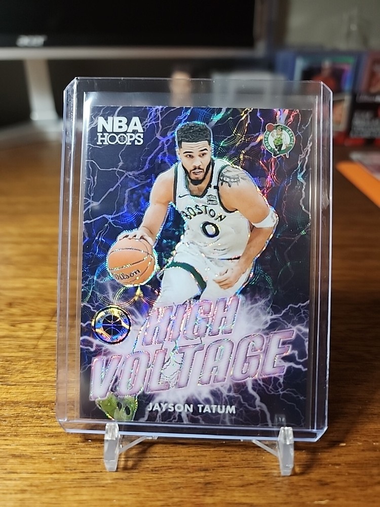 2023-24 Hoops Premium Stock Jayson Tatum SSP High Voltage Prizm Case Hit