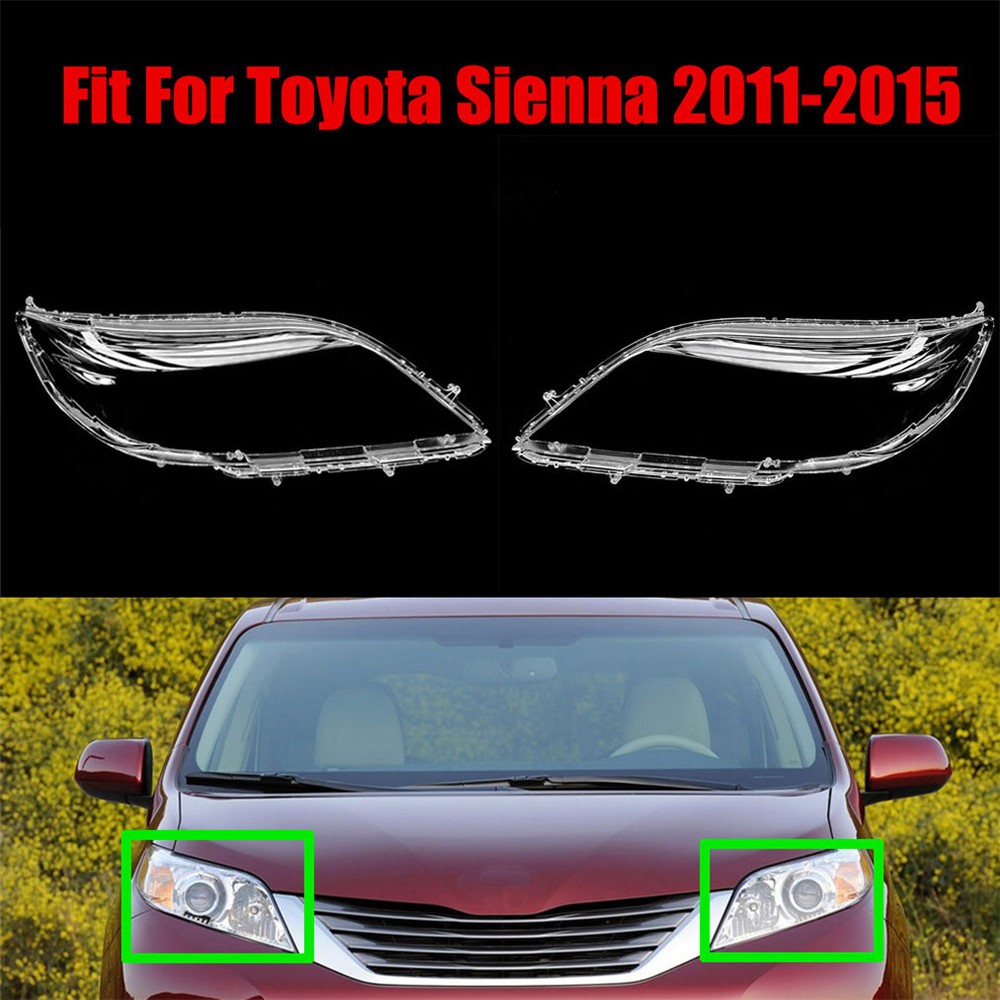 Left+Right Side Headlight Headlamp Clear Lens Cover For Toyota Sienna 2011-2015