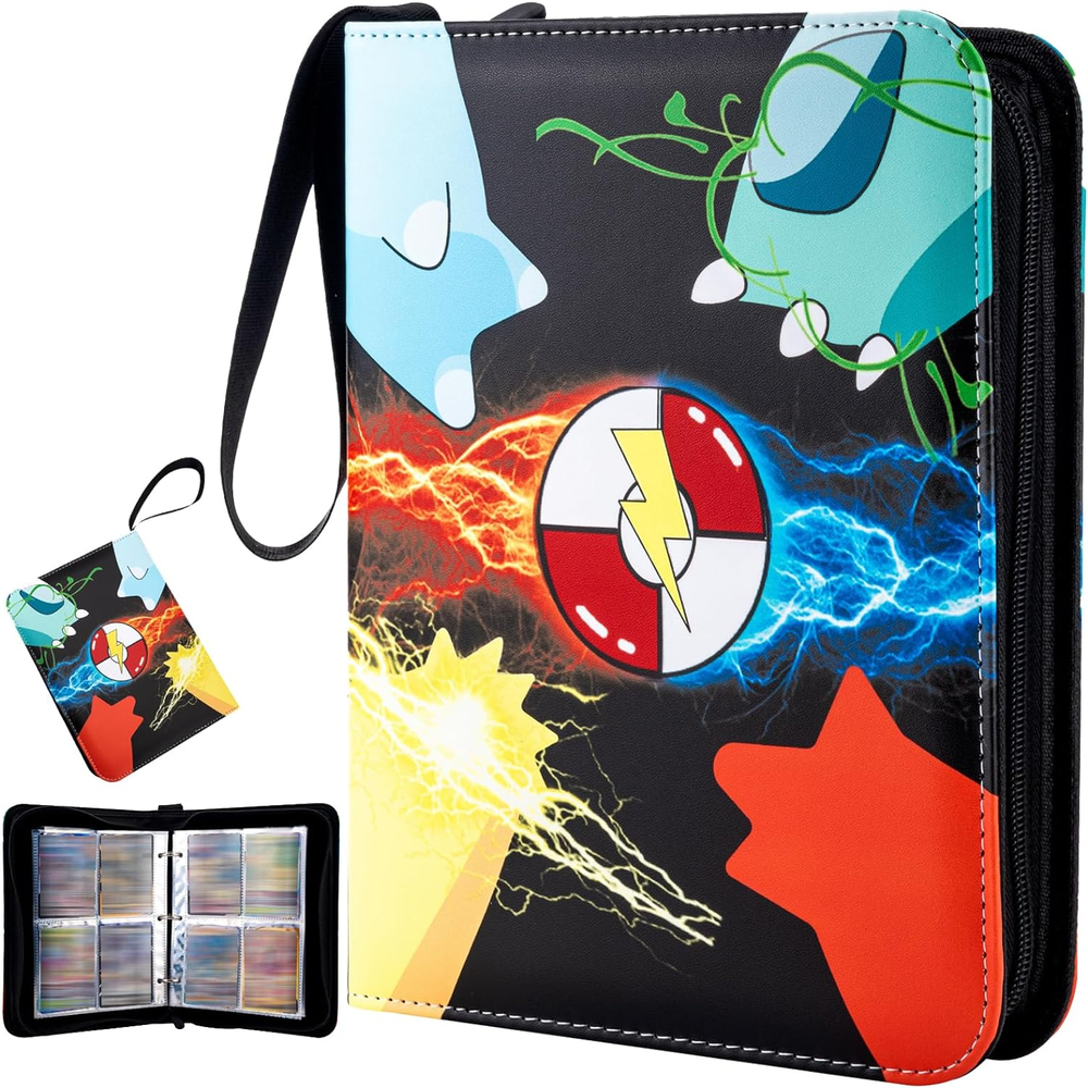 jravkfi Card Binder 4-Pocket with 50 Removable Sleeves-Can; New, Free Shipping