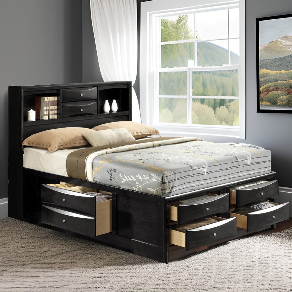 NEW ULTIMATE Sleek Black 8-Drawer Storage Queen King Bed Modern Furniture Set