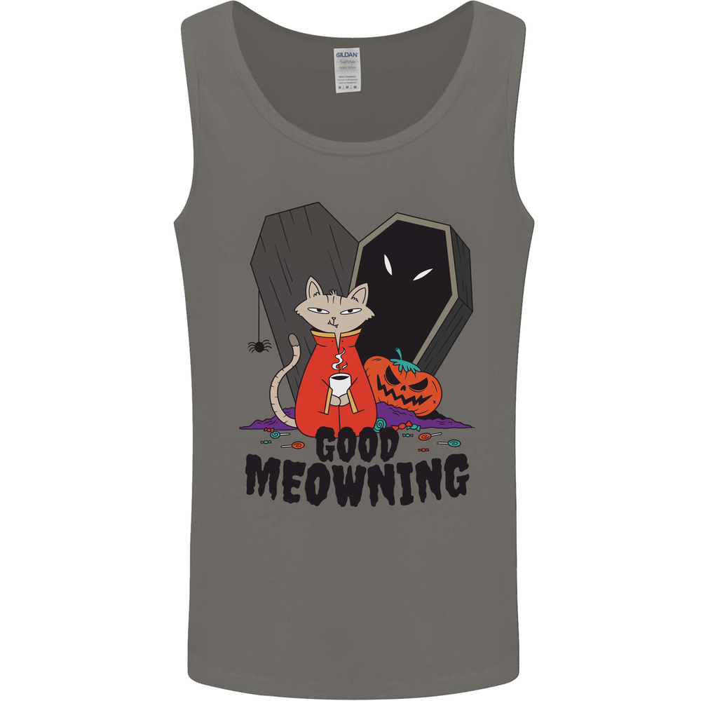 Vampire Cat Good Meowing Funny Halloween Mens Vest Tank Top