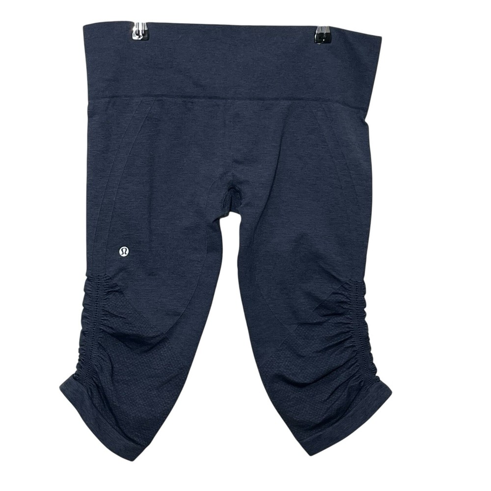Lululemon Heathered Cadet Blue In the Flow Capri Leggings Women’s Size 10